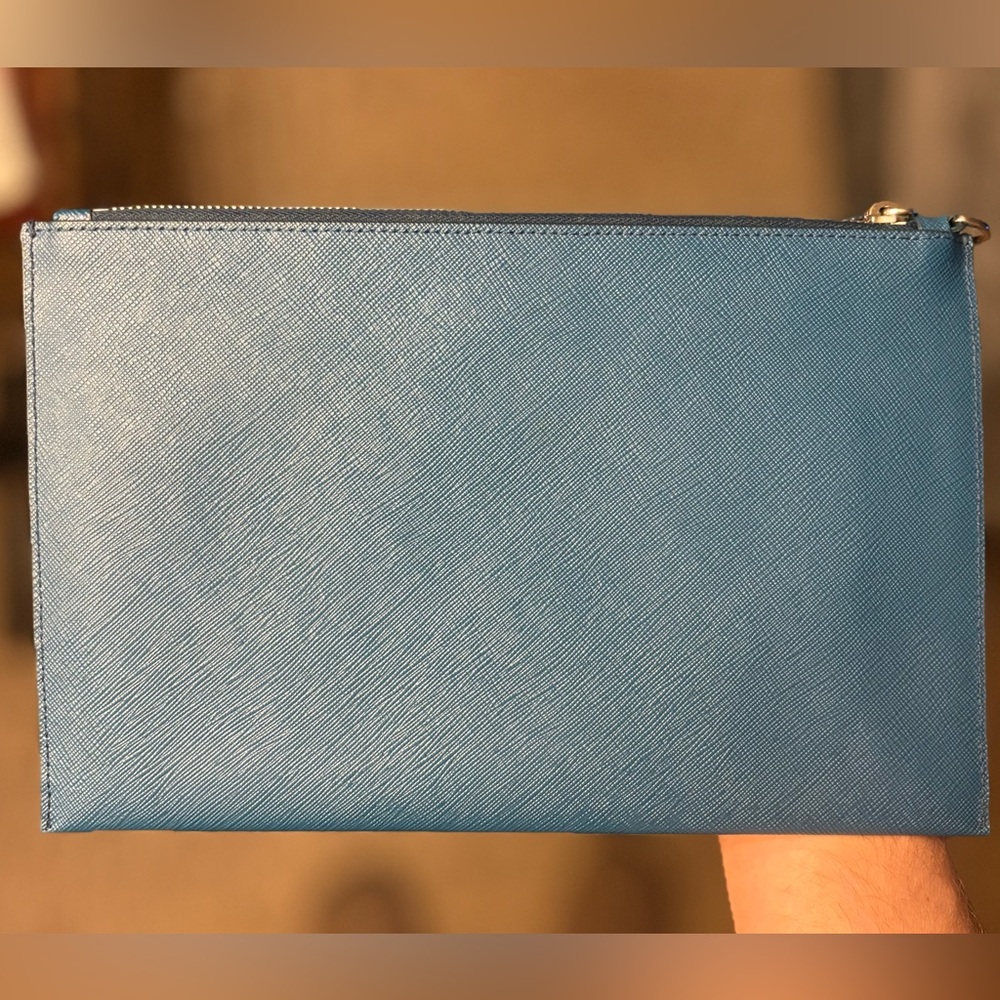 NWOT Prada Saffiano Leather Zip Pouch Clutch / Document Holder 11x7” Cobalt Blue - Picture 6 of 11